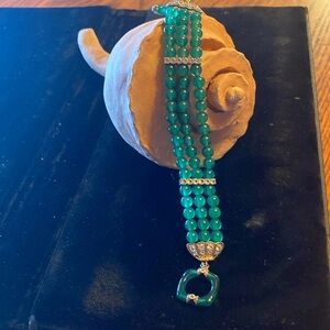 Sterling Silver Chrysoprase  Bracelet
